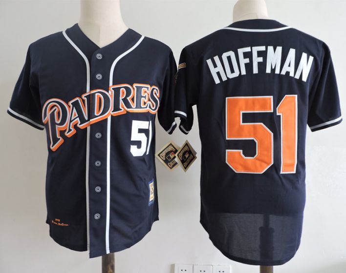 Men San Diego Padres #51 Hoffman Blue Throwback 1998 MLB Jerseys